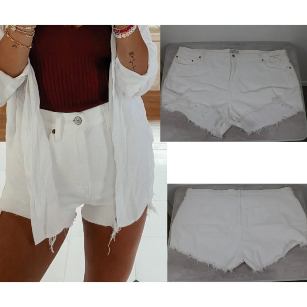 Abercrombie & Fitch Women Size 24 White Curve Love High Rise Mom Denim Shorts